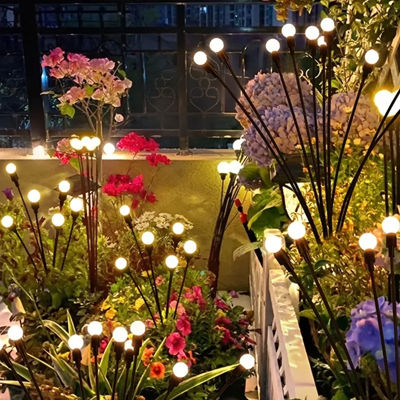 

1pc, Waterproof Solar Firefly Lights for Outdoor Decorative Path Landscape，Starburst Swaying Garden Lights with Starburst Design