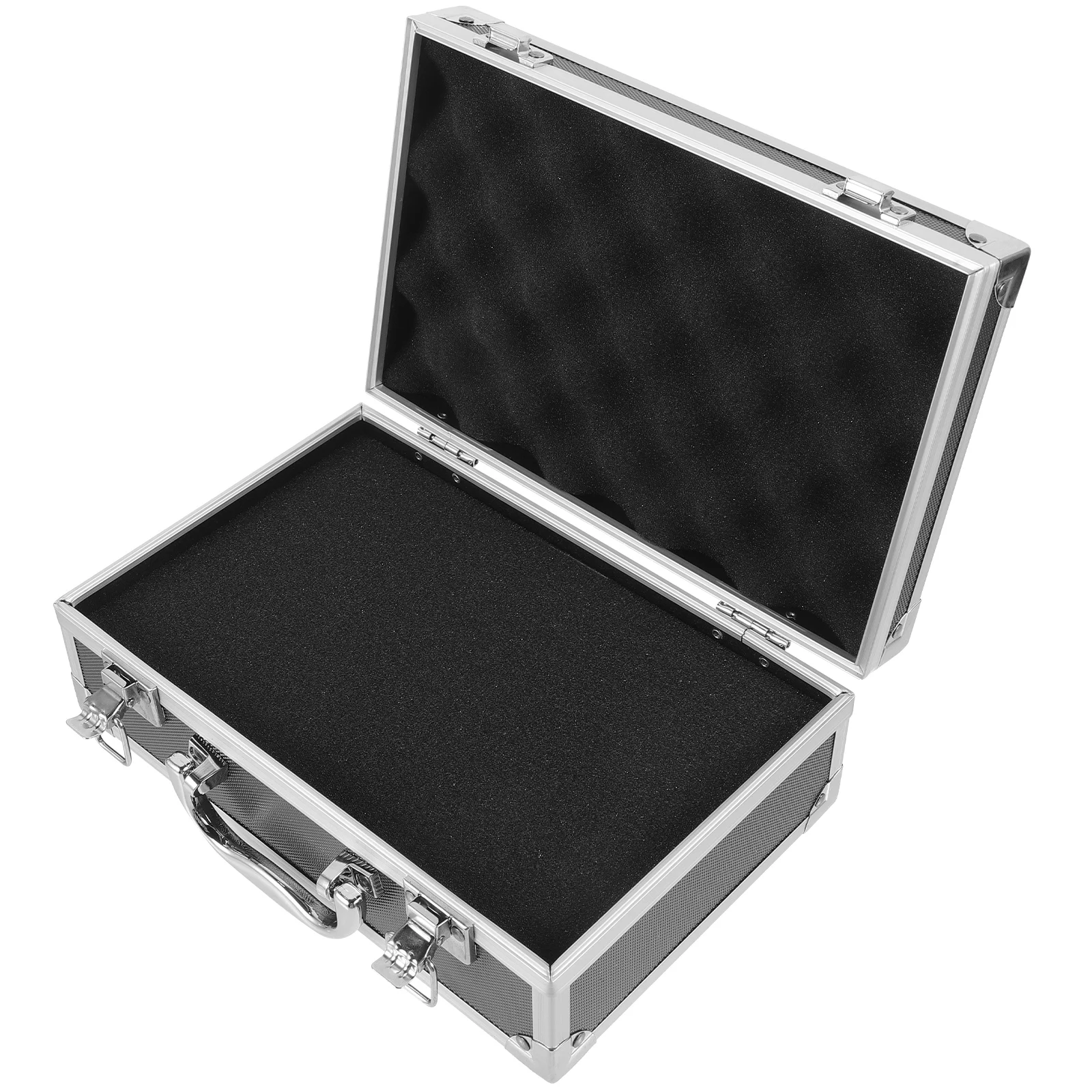 

Portable Tool Box Aluminum Alloy 25.5x16.5x9.5cm Black Sponge H held Storage ganizer Gadget Case Travel Suitcase Toolbox