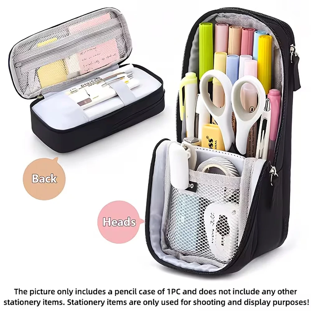 New Creative Double-Layer Portable Small School Bag Pencil Case, Office and Study Storage Stationery Bag, Suitable for Storing Sticky Notes, Label Paper, Markers, Etc., Can Accommodate Various Stationery Items, 1 Piece