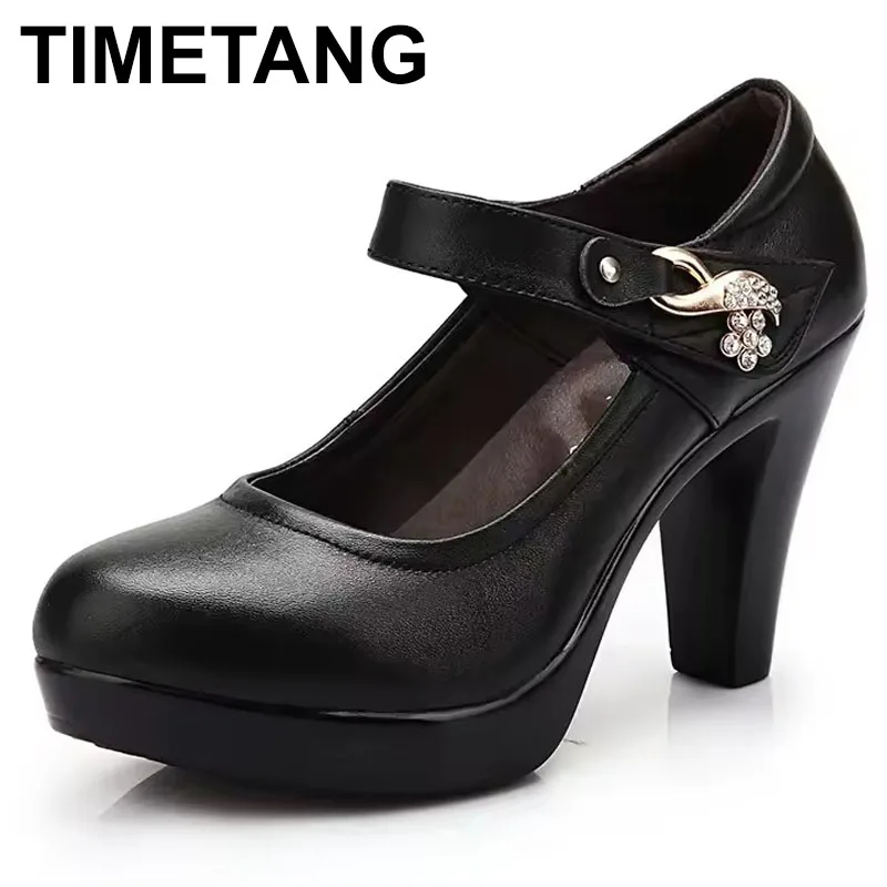 

Women Heels Shoes Woman Genuine Leather Wedding Shoes Loafers Mary Jane Ladies Shoe Platform Heels Luxury Pumps 32-43