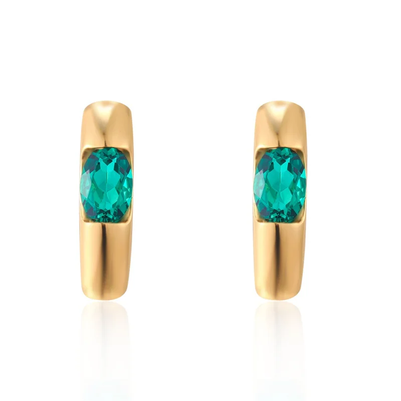 

ZFSILVER 925 Silver Luxury Trendy Cultivated Gemstone Green Emerald Earrings For Charms Women Wedding Party Jewelry Gift E3-0306