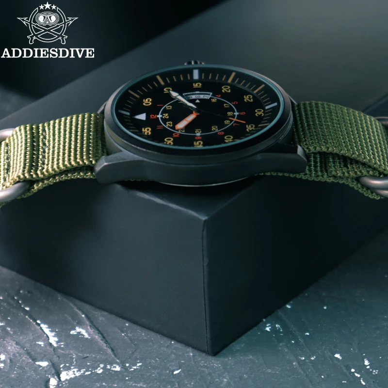 

ADDIESDIVE Простые мужские водонепроницаемые часы Relogio Masculino с корпусом из сплава, циферблатом Hardlex, кварцевые наручные часы, спортивные военные часы с нейлоновым ремешком