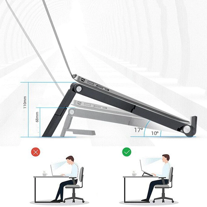 Foldable Laptop Stand, Tablet Stand, Portable Silicone Cooling Lift, Computer Base Holder, Adjustable Stand, White