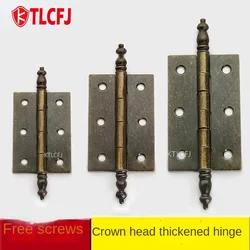 KTLCFJ 2 PCS Antique Bronze Retro 6 Holes Hinges Hardware New Mini Hinges with Screws for Wooden Jewelry Box Cabinet