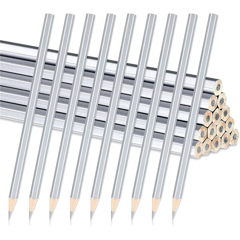 

40 Pack Silver Welders Pencil Metallic Silver Marking Pencil For Construction Workers Metalwork Plumbers Framers
