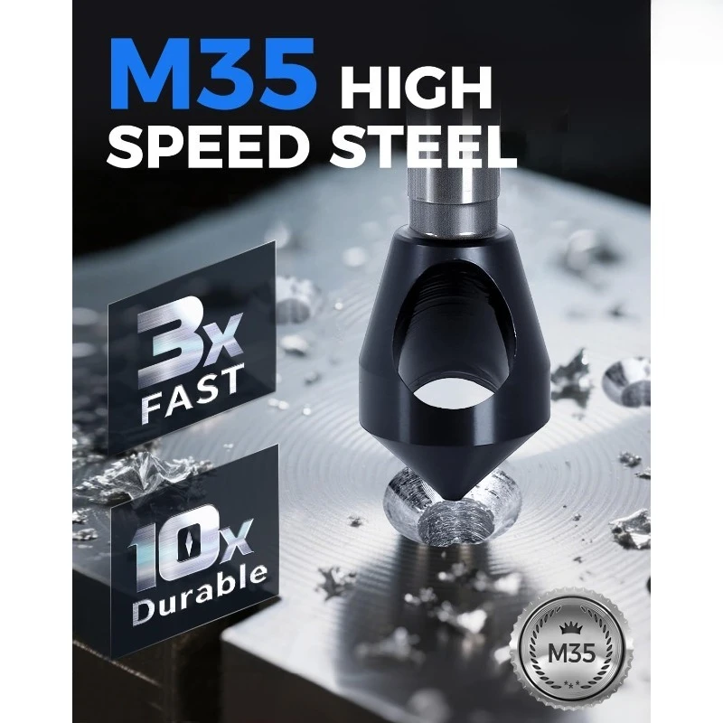 4 قطع من أداة الشطب المطلية TiAIN M35 لقمة الشطب 90 درجة مجموعة لقمة مثقاب للخشب والمعادن، شديدة التحمل