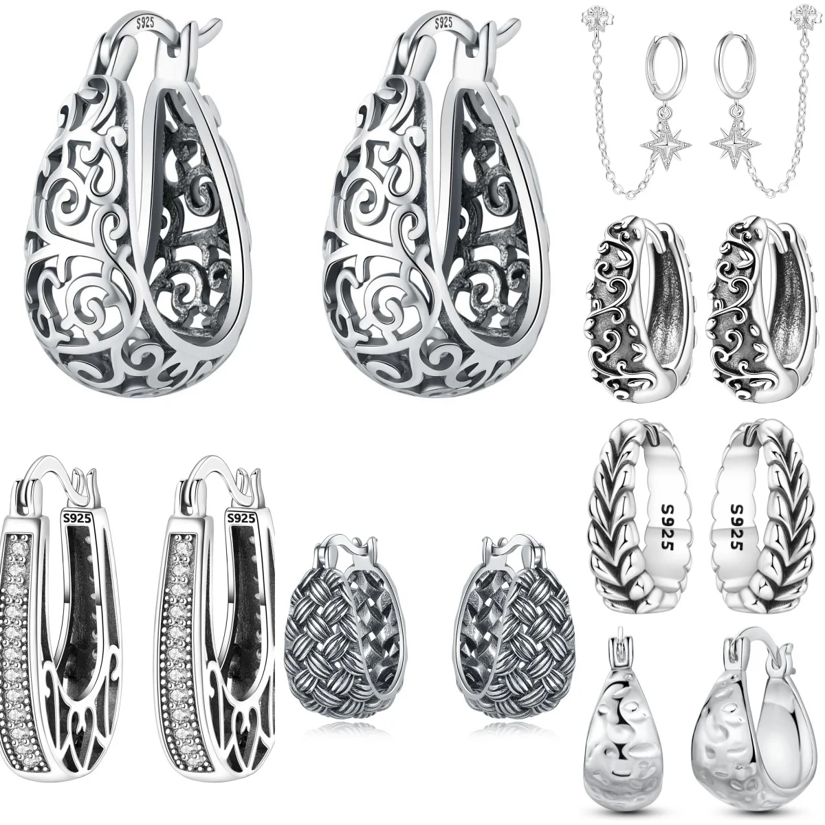 

CYMYSS 2025 New 925 Sterling Silver Teardrop Earrings Boutique Birthday Party Gift Trend Jewelry Woman Hoop Earrings