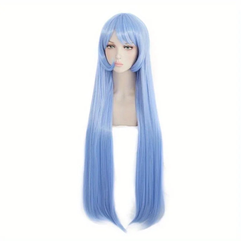 My foreAcademia-Perruque de Cosplay Nejire Hado Hadou pour Femme, Cheveux Longs et Doux, Raides, Bleu, ix, Costume, Bonnet