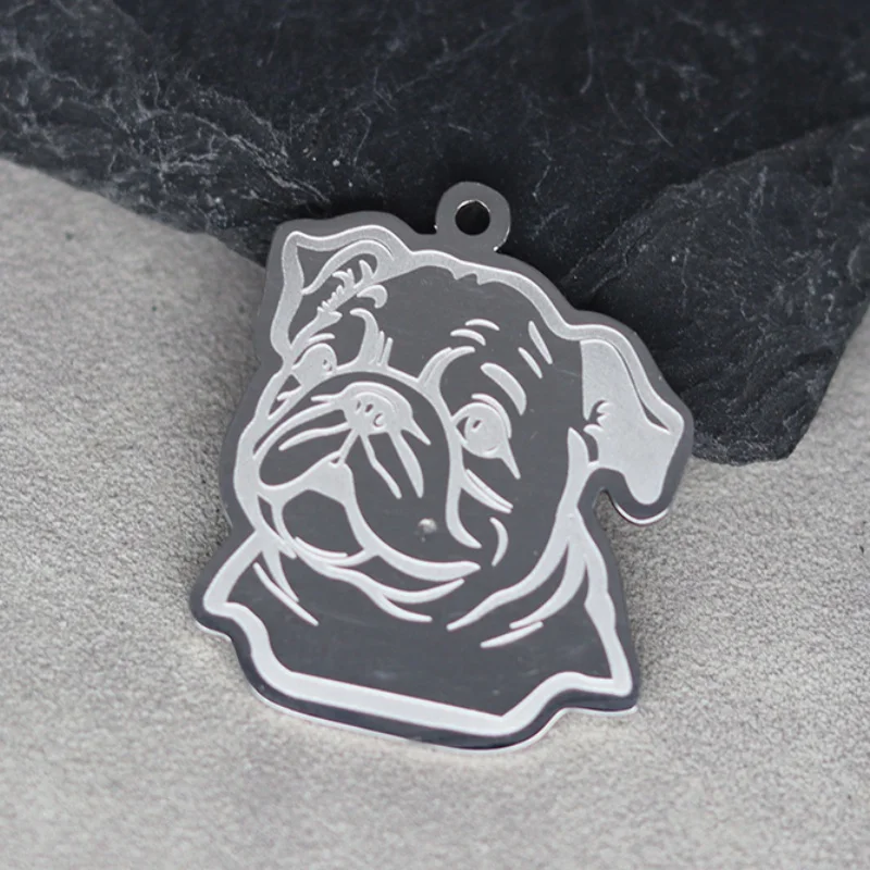 2pcs Cute Bulldog Wrinkle No Fade Real Gold Plated Stainless Steel Pendant Charms for Jewelry Making Necklace DIY Accessories