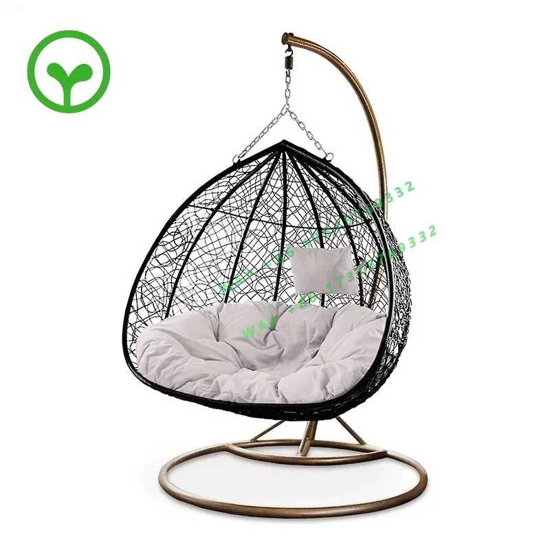 【Best-selling】New Design Swing Chair Hanging Egg Belt Steel Frame Rattan Egg Chair Brown