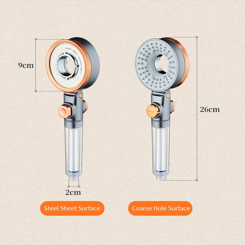 Beauty skin hand-held beauty shower nozzle filter water purification three-speed supercharged water-stop shower bath shower head