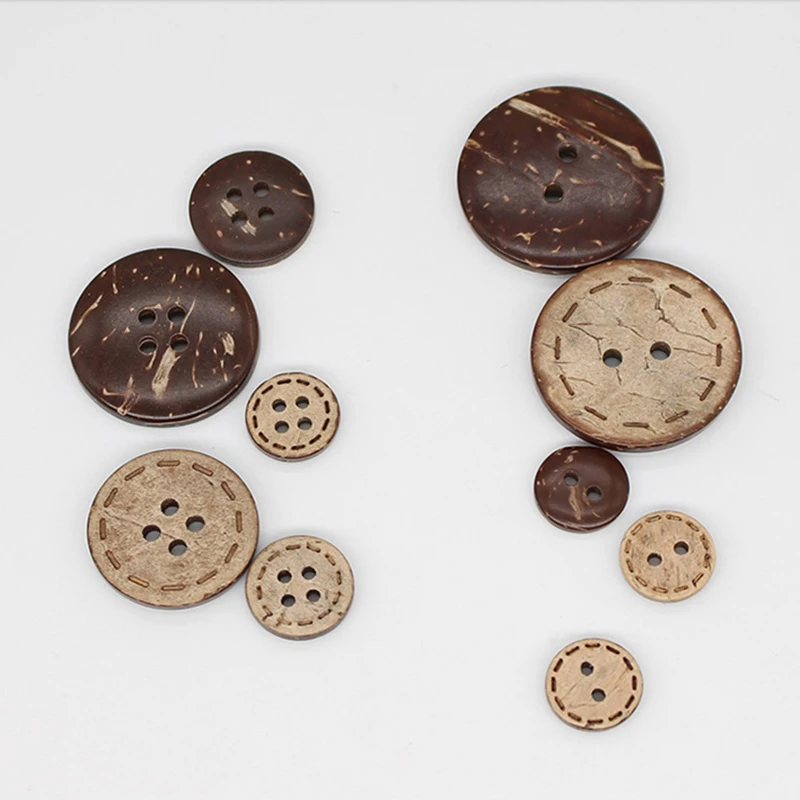 100Pcs/Set Natural Coconut Buttons Dotted Line DIY Wooden Sewing Buttons Scrapbooking Wooden Flatback Button Garment Decoration