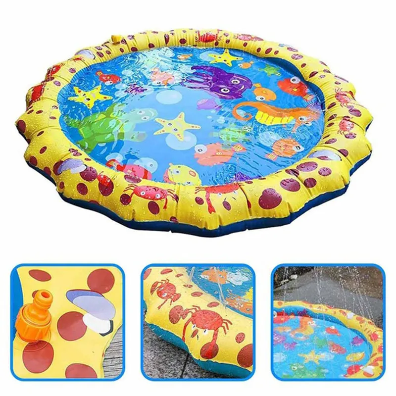 

100cm Children Outdoor Funny Toys Kids Inflatable Round Water Splash Play Pools Playing Sprinkler Mat Yard Water Spray Pad