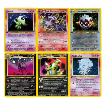 Pokémon Game Flash Shining Cards Neo Series Ampharos Misdreavus Jumpluff Blissey Sammelkarte PTCG Card Proxy Card