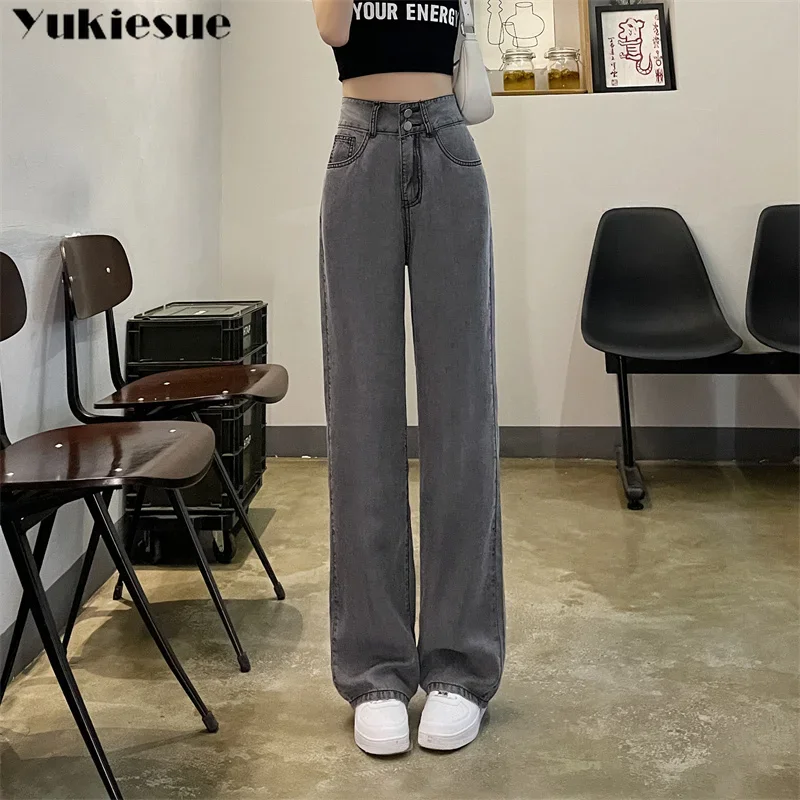 Y2k Streetwear Aesthetic Tide Women Vintage Design Cropped Jeans Denim Long Trouser Ankle-Length Pants Spring Korean Fashion