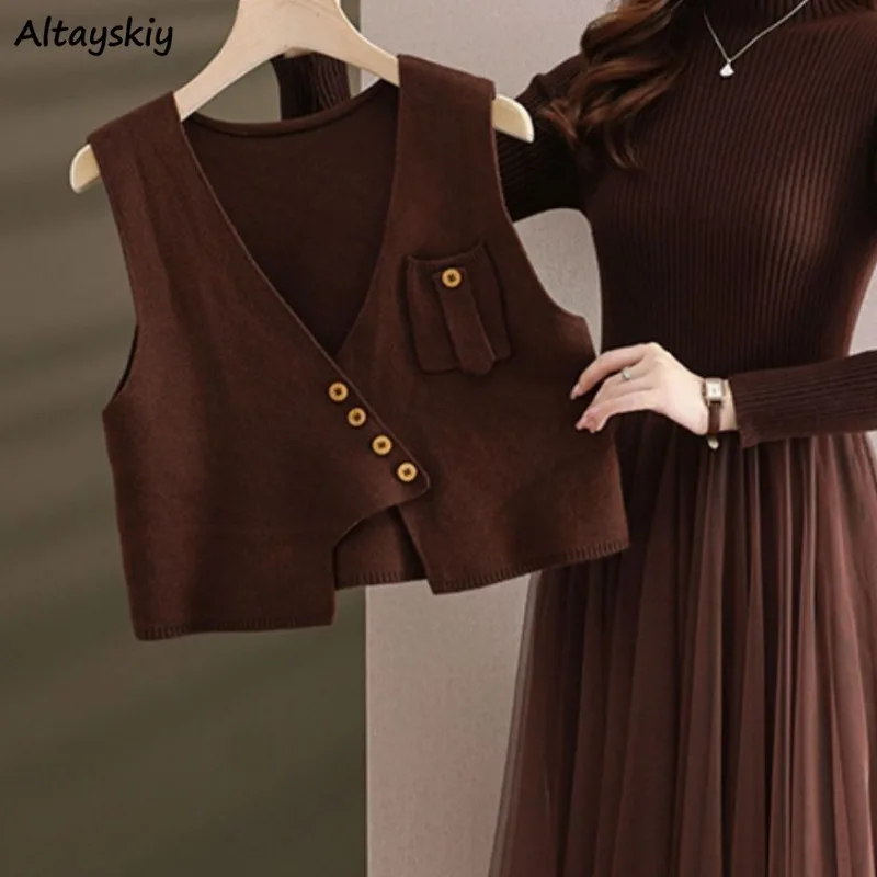 

Свитер-жилеты женские осенние многослойные асимметричные однобортные карманы с v-образным вырезом дизайн модные вязаные нежные корейский стиль шик