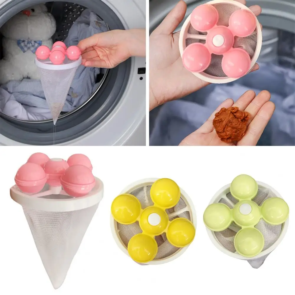 Washer Lint Catcher with Mesh Bag Laundry Hair Filter Ball Reusable Washing Machine Pet Hair Remover Laundry Ball Cleaning Tool