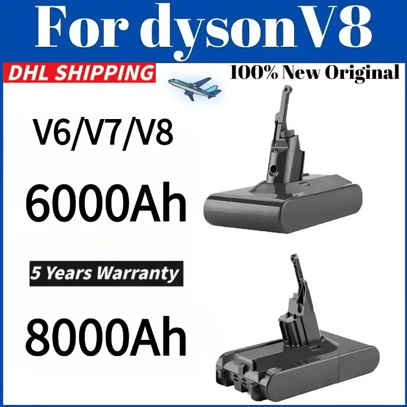 

21.6V 8000mAh Replacement Battery for Dyson Battery SV10 V8 V7 Animal Cordless Fluffy Motorhead Stick Handhold Vacuum Cleaner