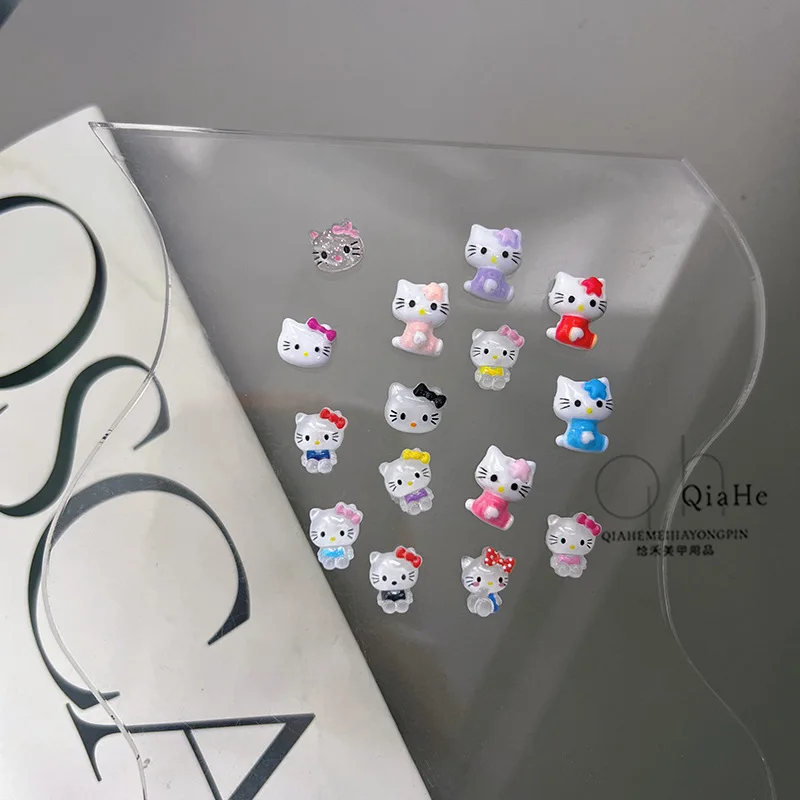 20 teile/beutel kawaii hallo kitty harz niedliche dekoration mit verschiedenen design nail art 3d diy handwerk zubehör