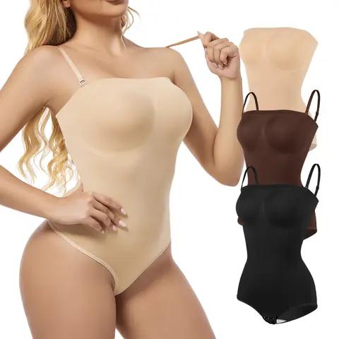 Women s Strapless Jumpsuit Shapewear New sexxy Briefs Bodysuit Butt Lifter Compression Waist Trainer Push Up Backless Shaper