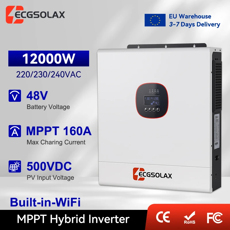 ECGSOLAX 12KW 48V Hybride Solar omvormer V 240V dubbele MPPT met WiFi 160A MPPT Solar controller Maximale PV ingang 500VDC
