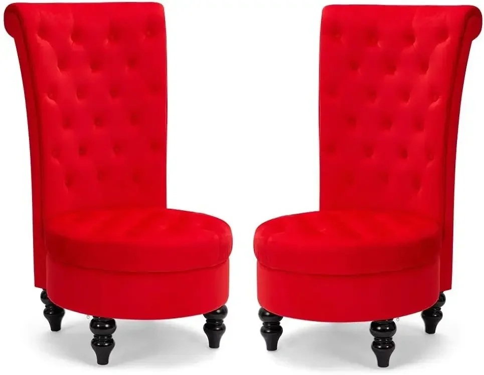 Throne Royal Chair Set of 2 for Living Room, Button-Tufted Accent Armless High Back Chair with 24.6 Inch Larger Seat