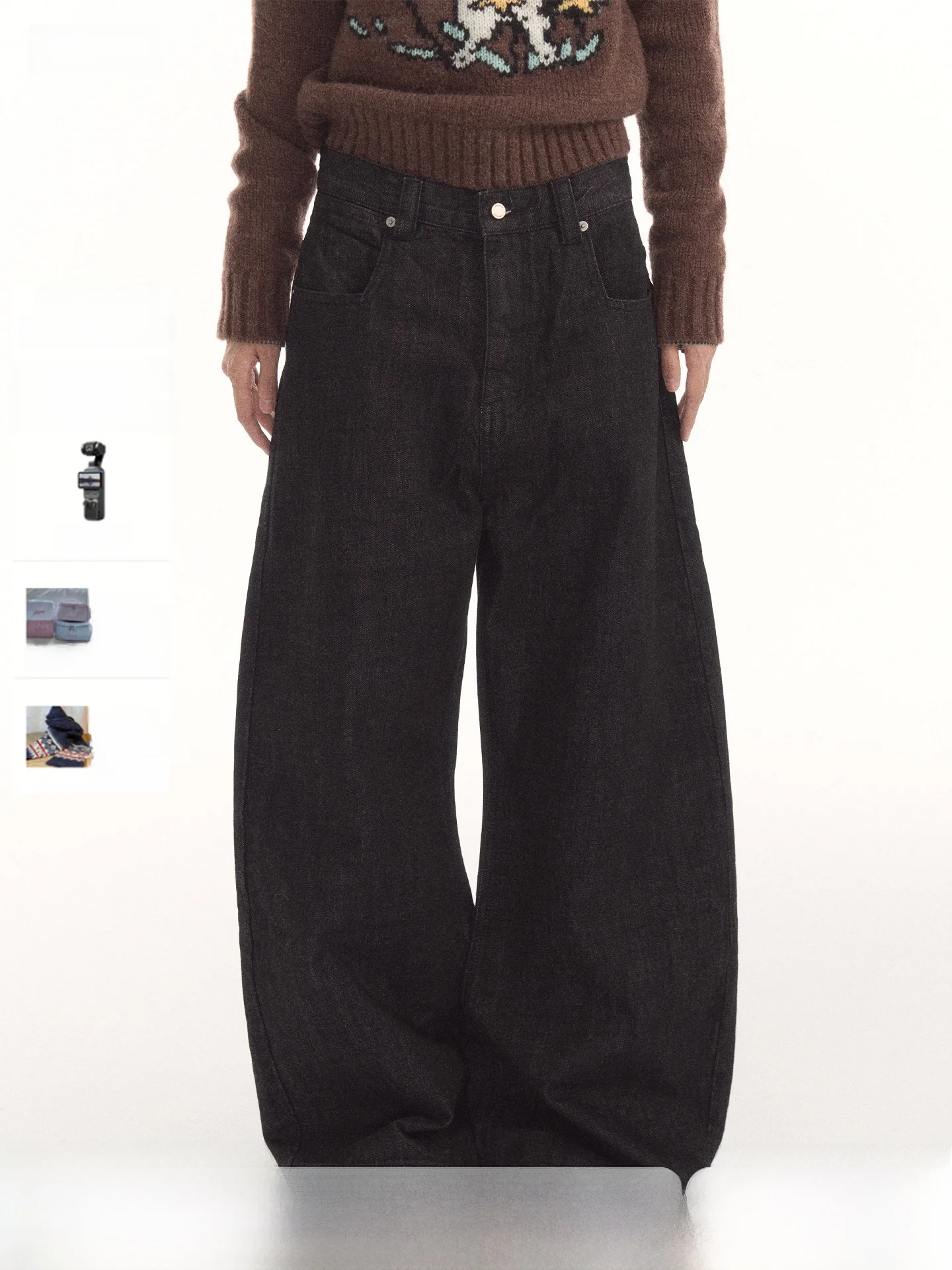 7Shiftin Original Design American Street Denim Natural Waist Wide Leg Jeans Draping Slimming Loose Long Trousers for Women