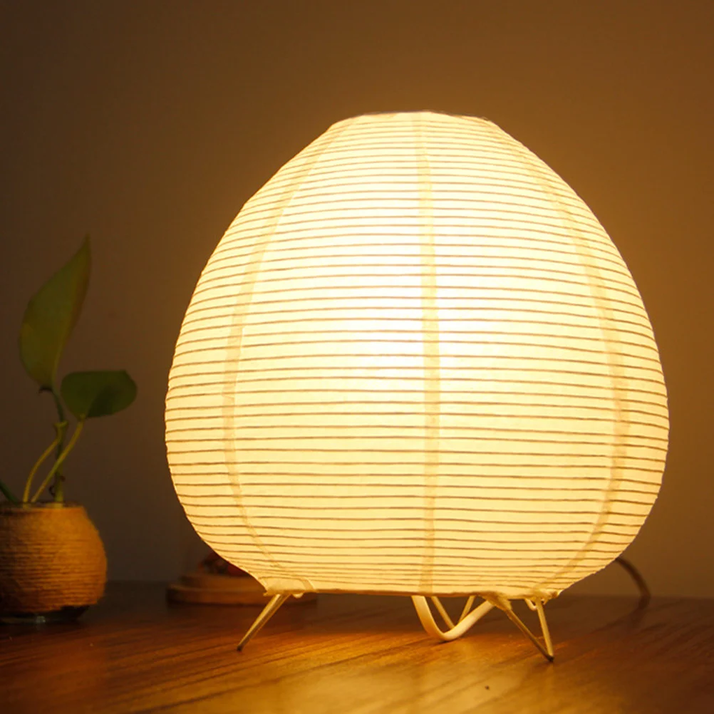 

Modern Japanese Paper Lantern Lamp for Bedroom Nightstand Minimalist Table Lamp with Rice Paper Shade Soft Ambient Light Home