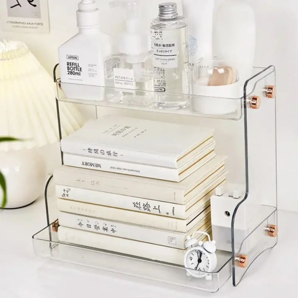 

Acrylic Cosmetics Storage Rack Transparent Removable Shelf Rack Waterproof Double-layer Desktop Storage Rack Assembly Rack