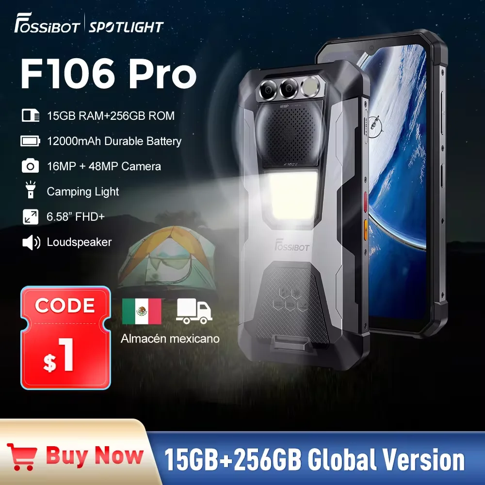 World Premeire Fossibot F106 Pro Smartphone Robusto 15gb Mais 256gb Mtk G85 Android 14 12000mah Celular Celulars 658 ”fhd Mais 30w