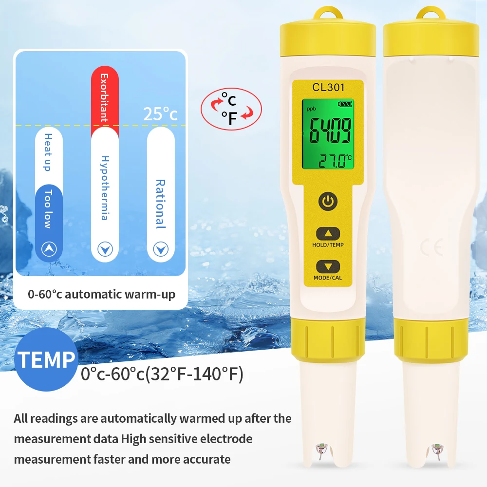 5-in-1-Chlormessgerät PH-Messgerät ORP H2 Temp Cl2 Detektor Wasserqualitätsmonitor Testwerkzeug Filter für Schwimmbad SPA Wasser – Detail 27