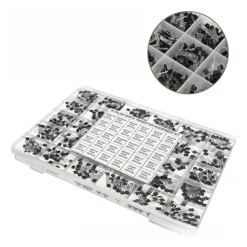600PCS TO 92 Transistor Assortment Kit 30 Values 20PCS Each NPN PNP Through Hole DIY Electronic Components 5