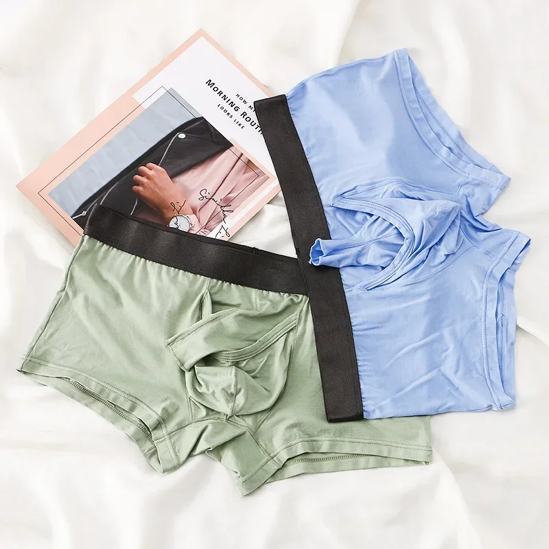 Bamboo fiber underwear for boys teenagers elephant nose opening bullet separation four-corner younth pantie
