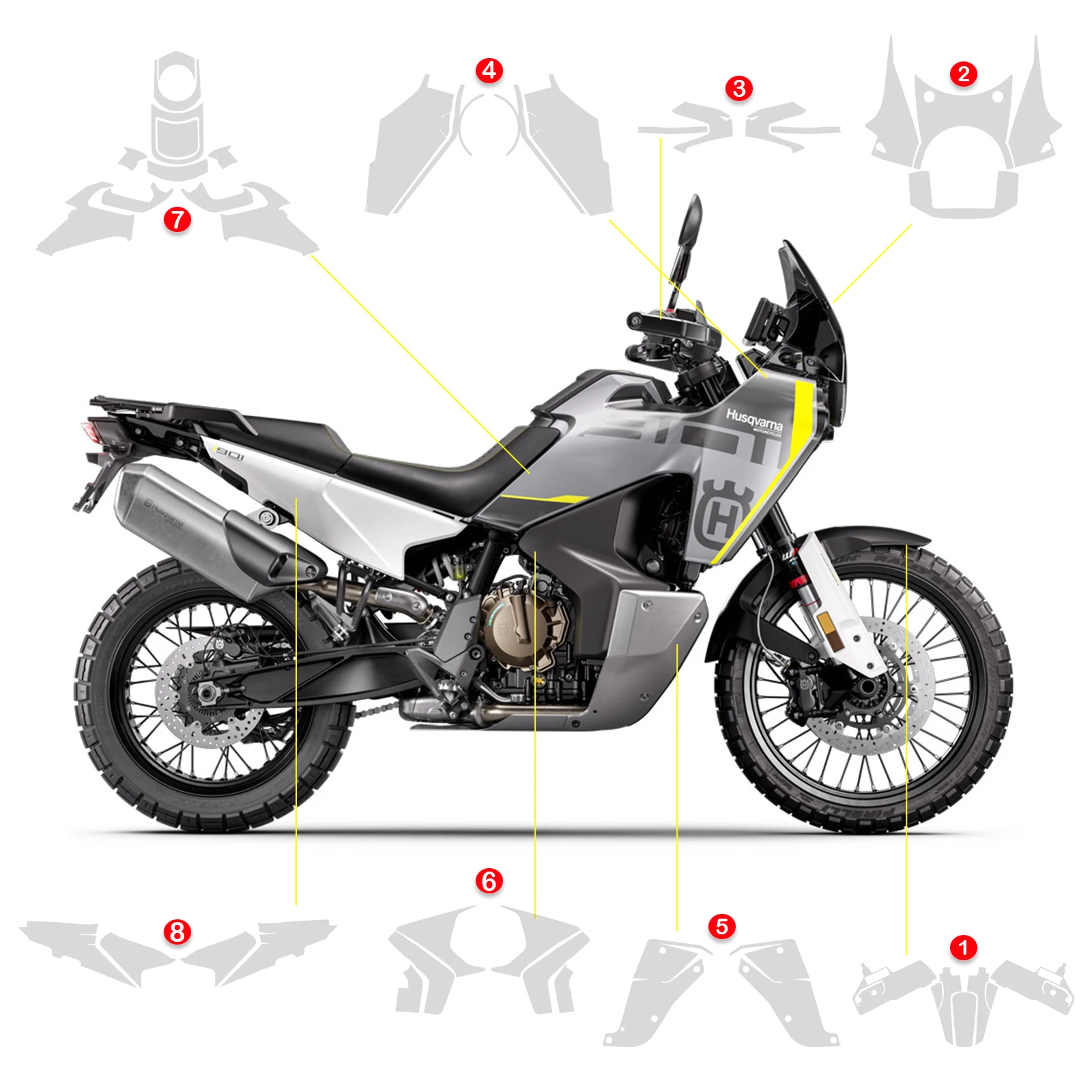 PPF Norden 901 Pre-Cut TPU Paint Protection Film For Husqvarna Norden 901 Motorcycle   Self Healing Anti Scratch Clear Body Film