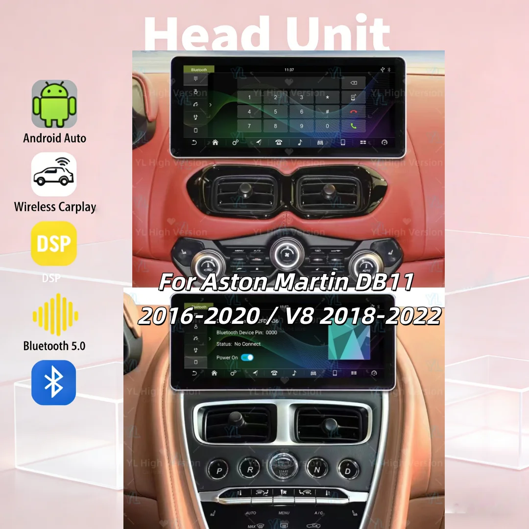 

12.3" Touch Screen For Aston Martin DB11 2016-2020 / V8 2018-2022 Android 14 GPS WIFI 4G BT Carplay Car Multimedia Head Unit BT