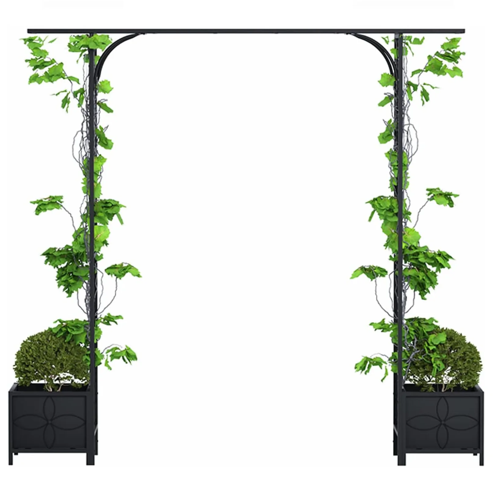 

Wrought iron with flower box flat-top arch, garden gardening decorative arch, plant climbing vine frame