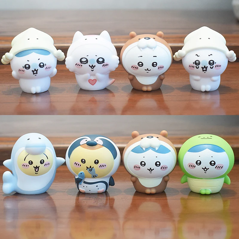 Chiikawa Minifiguren Spielzeugset Niedliche Kawaii Sammlerpuppen Usagi Hachiware Chiikawa Delphin Tintenfisch Pinguin Anime Geschenk Dekoration