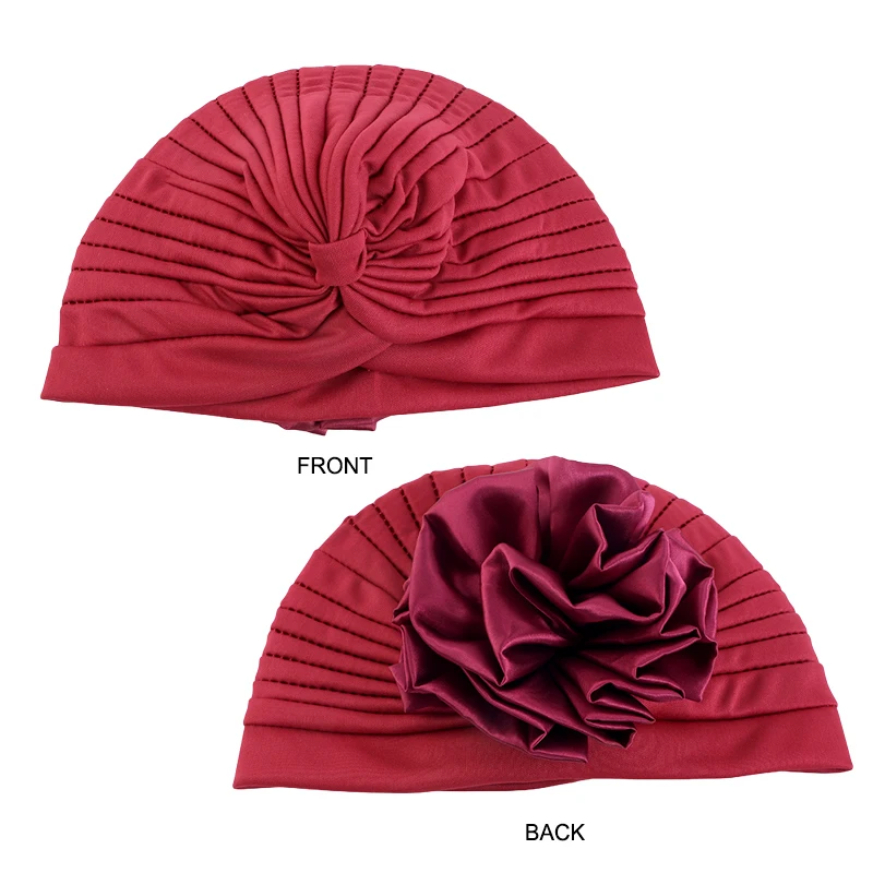 Flower Turban New Women Fashion Headscarf Big Flowered Hijabs Indian Hat Lady Beauty And Hair Care Cap Chemotherapy Cap Turbante