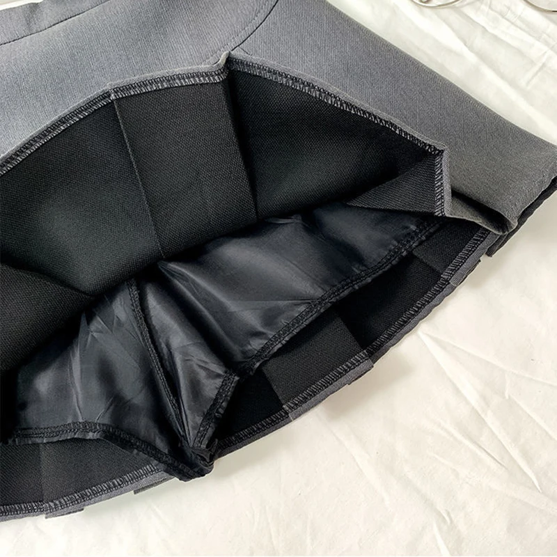 Mini Spódniczki Koreańska Moda Mundurek Szkolny Harajuku Streetwear Wiosna Vintage Szara Plisowana Spódniczka Damska Kawaii Wysoki Stan