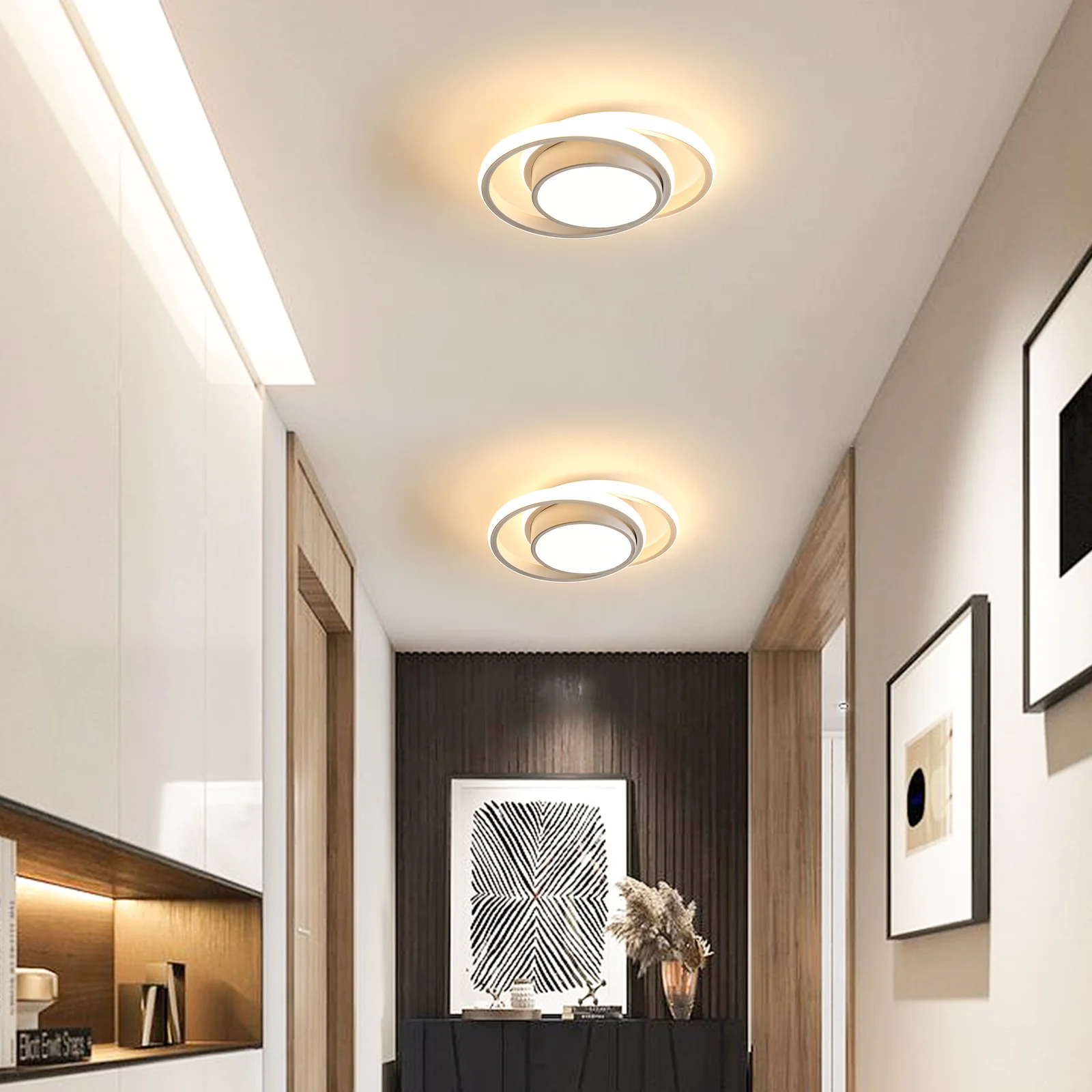 2er-Pack moderne LED-Deckenleuchten, 36 W, warmweiß, 3000 K, weiße runde LED-Deckenbeleuchtung für Schlafzimmer, Flur, Balkon, Korridor – Detail 5