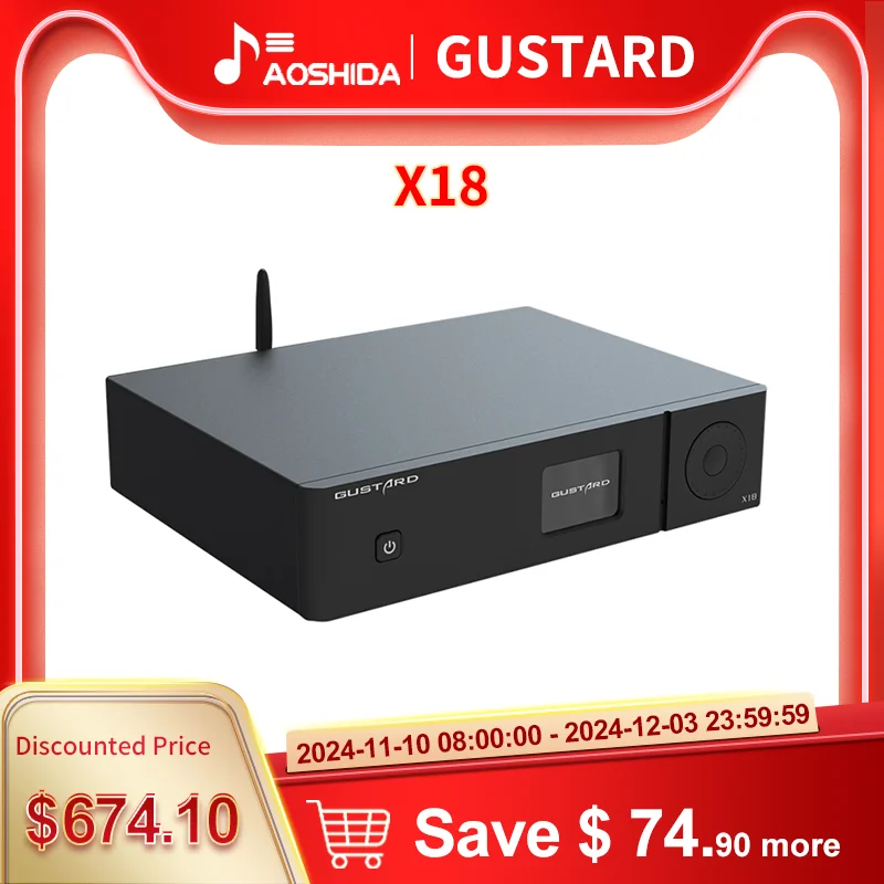 GUSTARD X18 DAC ES9038PRO XMOS XU216 DSD512 PCM768K MQA Bluetooth 5.0 LDAC HD APTX High-Performance Audio Decoder IIS