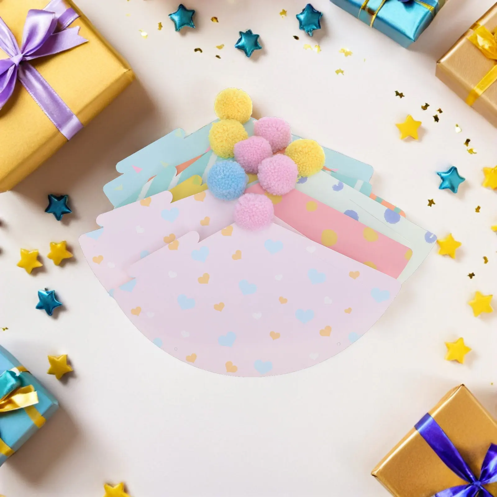 

14 шт. Конусные шляпки для дня рождения с помпонами, бумажные праздничные колпаки, детские праздничные шляпки, бумажные шляпки для детского дня рождения, шляпки на День Рождения