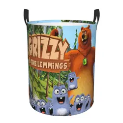 Grizzy And The Lemmings Laundry Basket Foldable Bear Kids Tv Clothes Toy Hamper Storage Bin for Kids Nursery