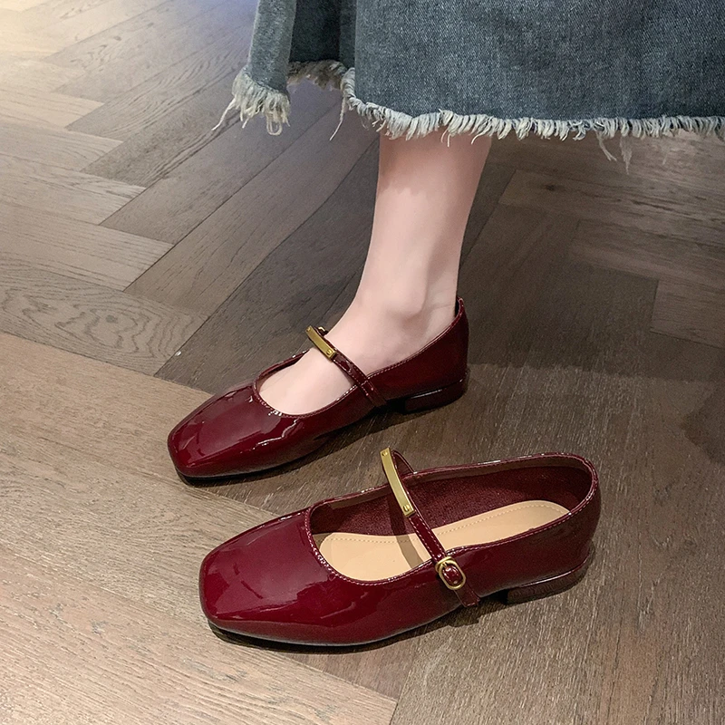 

Mary Jane Shoes for Women New Fashion Medium Heeled Women Single Shoes Soft and Comfortable Red Ballet Shoes Zapatos De Mujer