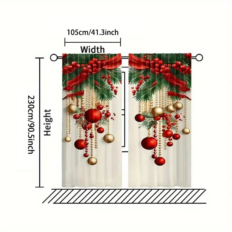 قطعتان من ستائر عيد الميلاد المطبوعة، ستائر كيس عمود 42*84، غرفة النوم وغرفة المعيشة، ديكور المنزل، ديكور الغرفة #3
