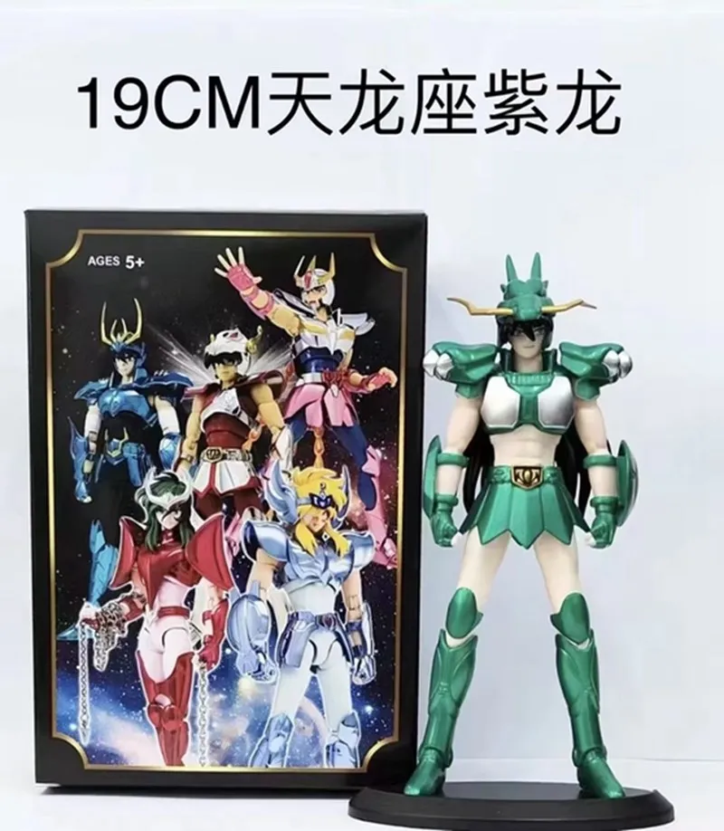 19CM Anime Figure Phoenix Ikki Hyoga Seiya Shiryu Standing Armor Model Children\'s Toys PVC Box Desktop Collection Decoration