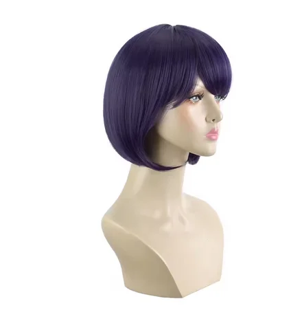 Xi.Rocks Kitagawa Marin Short Hair Synthetic Purple Wig Bob Bangs Style Full Fiber For Women Girl Heat Resistant