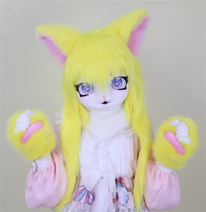 Tête en fourrure lapin poupée Animal Cosplay Costume enfant cadeau Fursuit tête Kigurumi Kig masque en fourrure Cosplay Costume