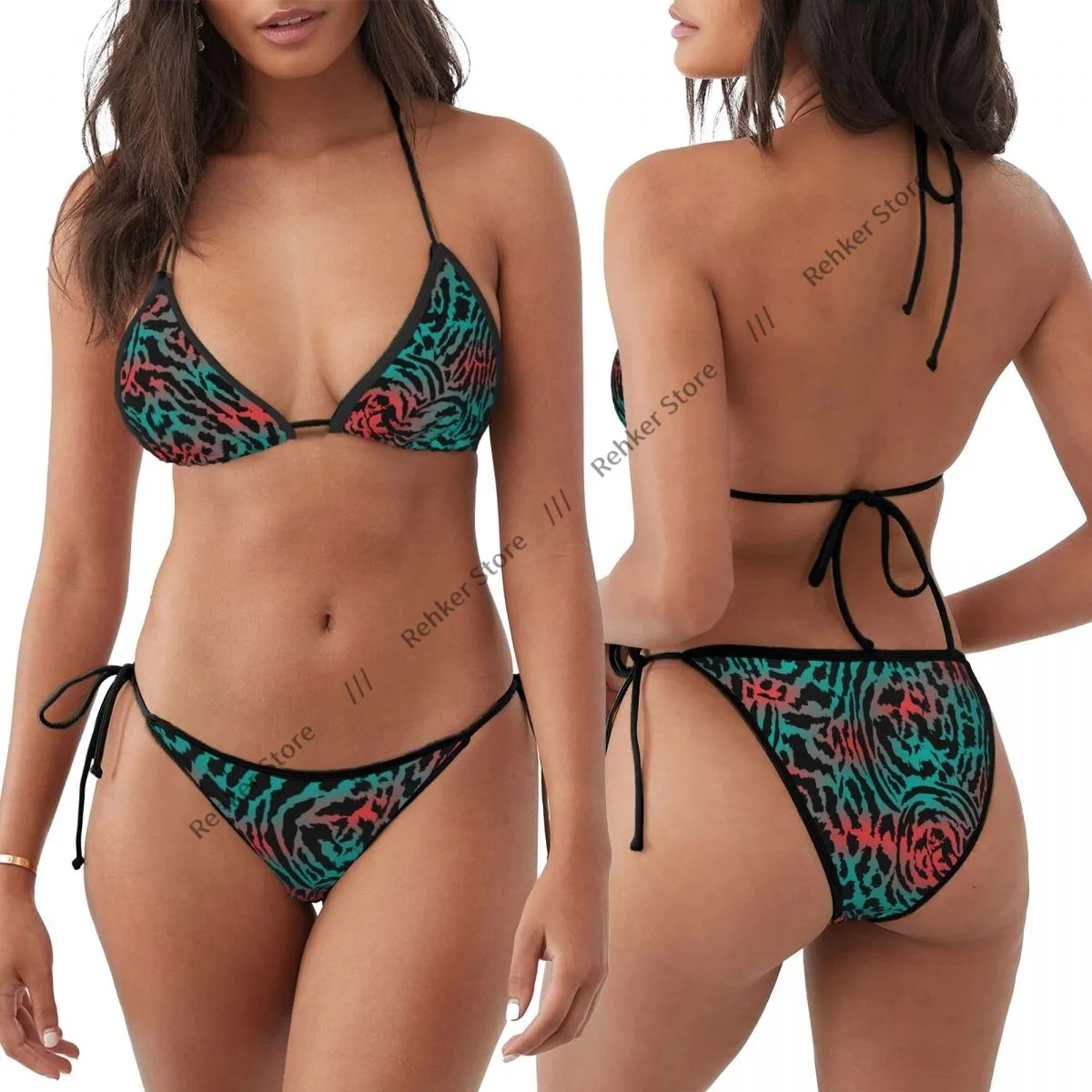 

Woman Swimsuit Sexy Bikini Set Swimwear Leopard Skin Print Two Piece Bathing Suit