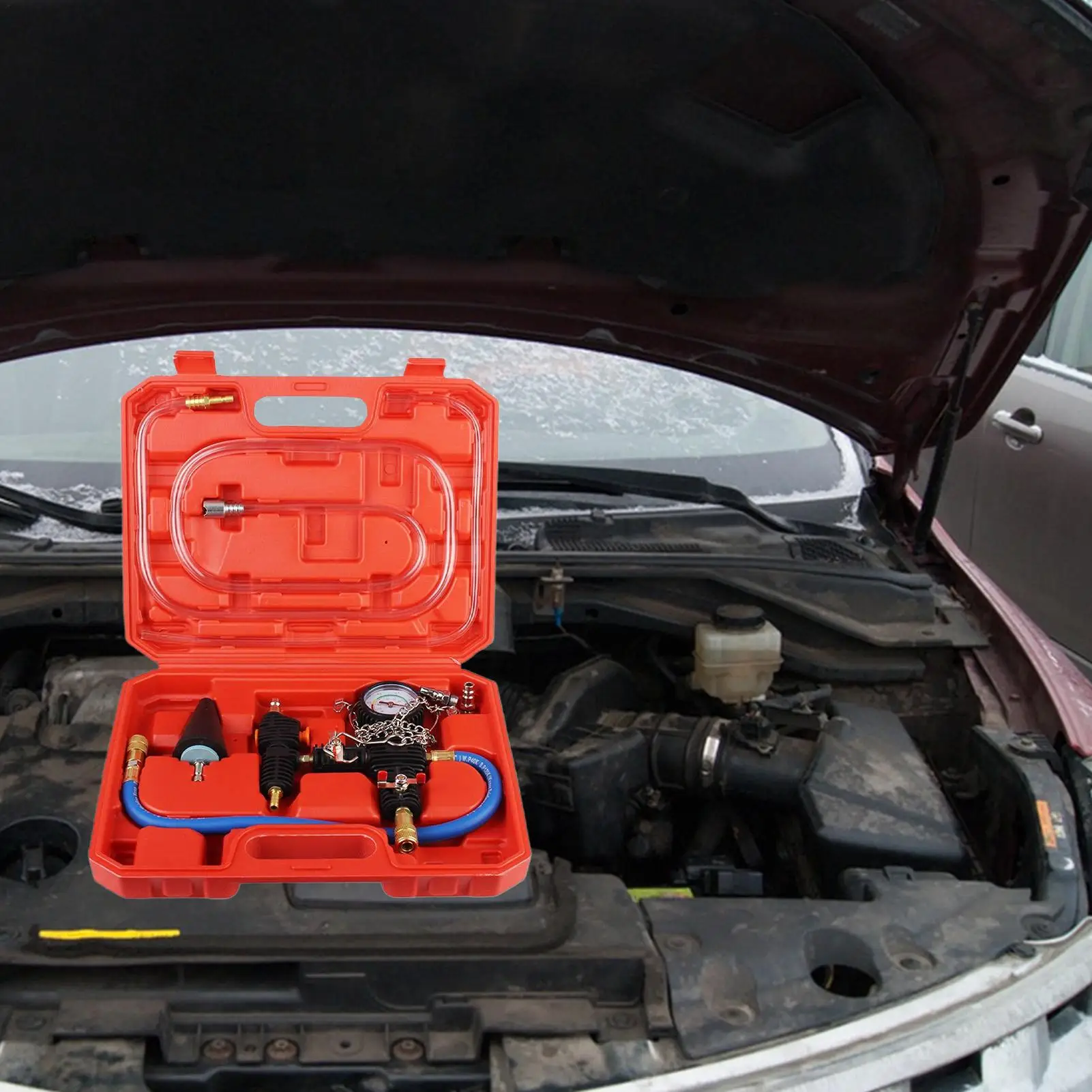 

Coolant Pressure Tester Kit Cooling System Leak Detection Refill Tool Gauge Tester Leakage Detector For Garage Truck Vehicle Car